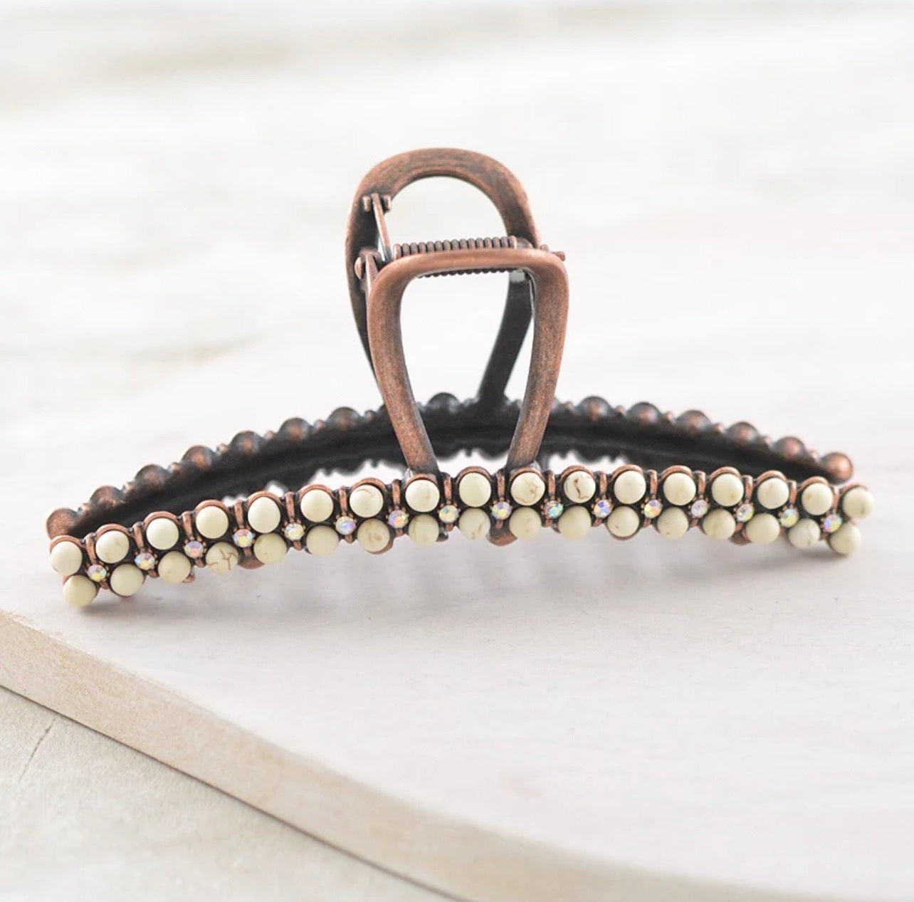 Rhinestone & Navajo Pearl Bead Hair Claw Clip