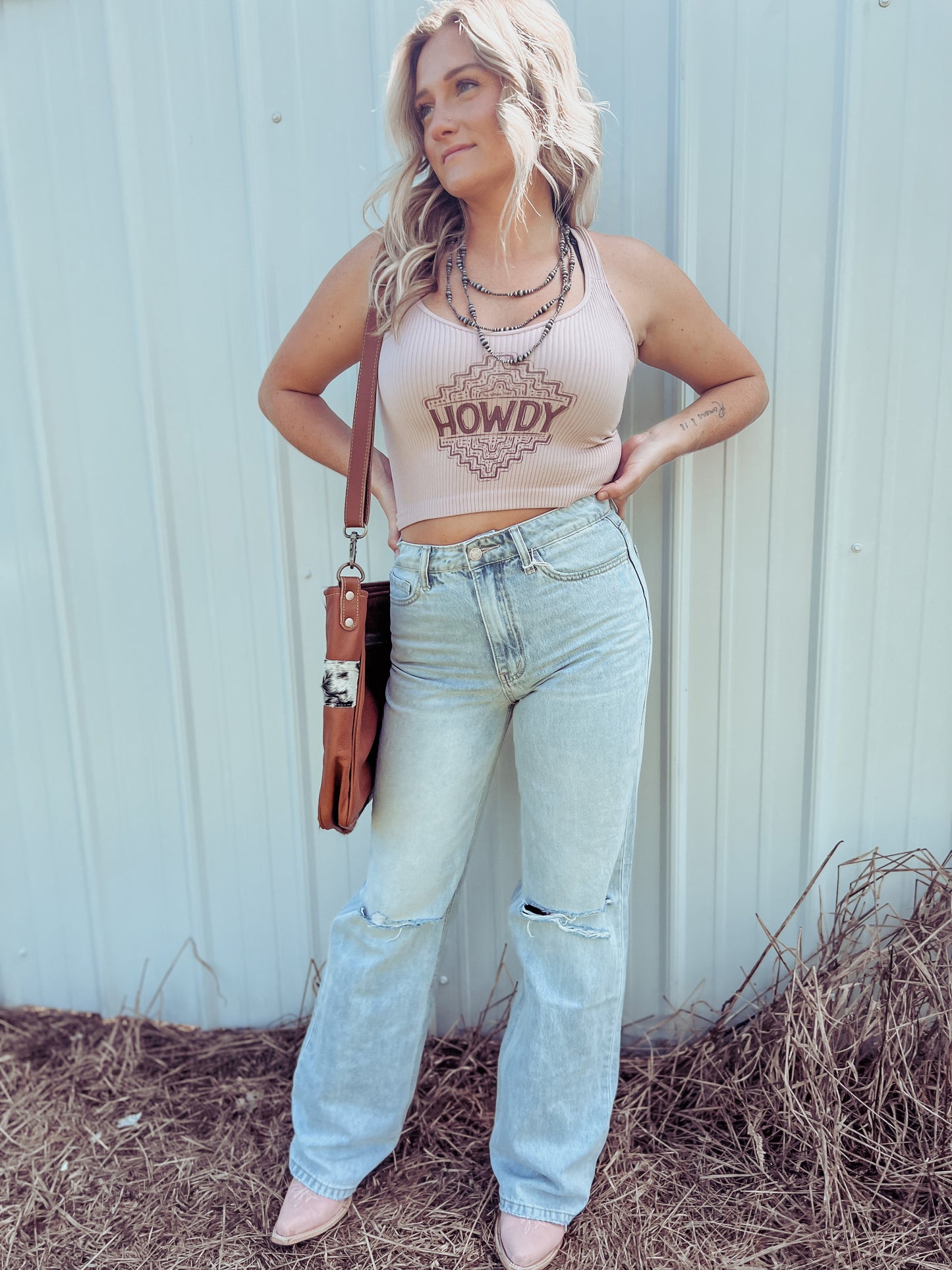 Rodeo Time Ribbed Crop Tank- One Size