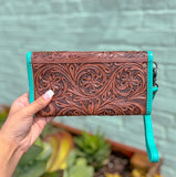 Turquoise Tooled Leather Wallet