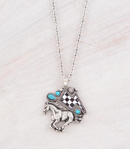 Checkered Horse Necklace