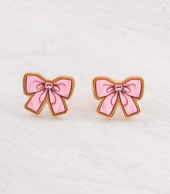 Pink Bow Earrings