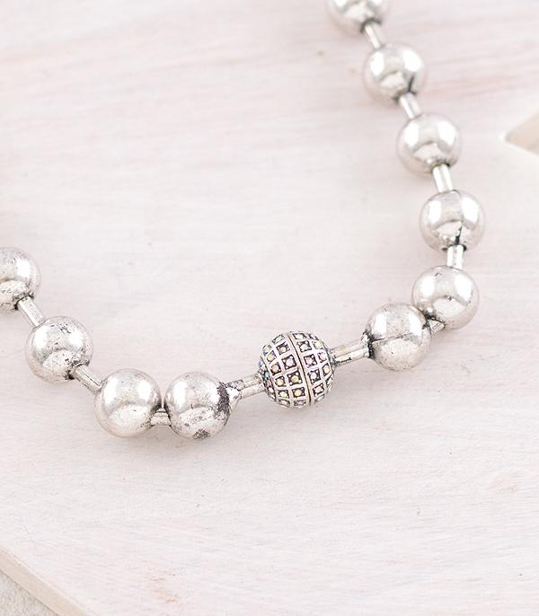 Silver Ball Bead Necklace * Large