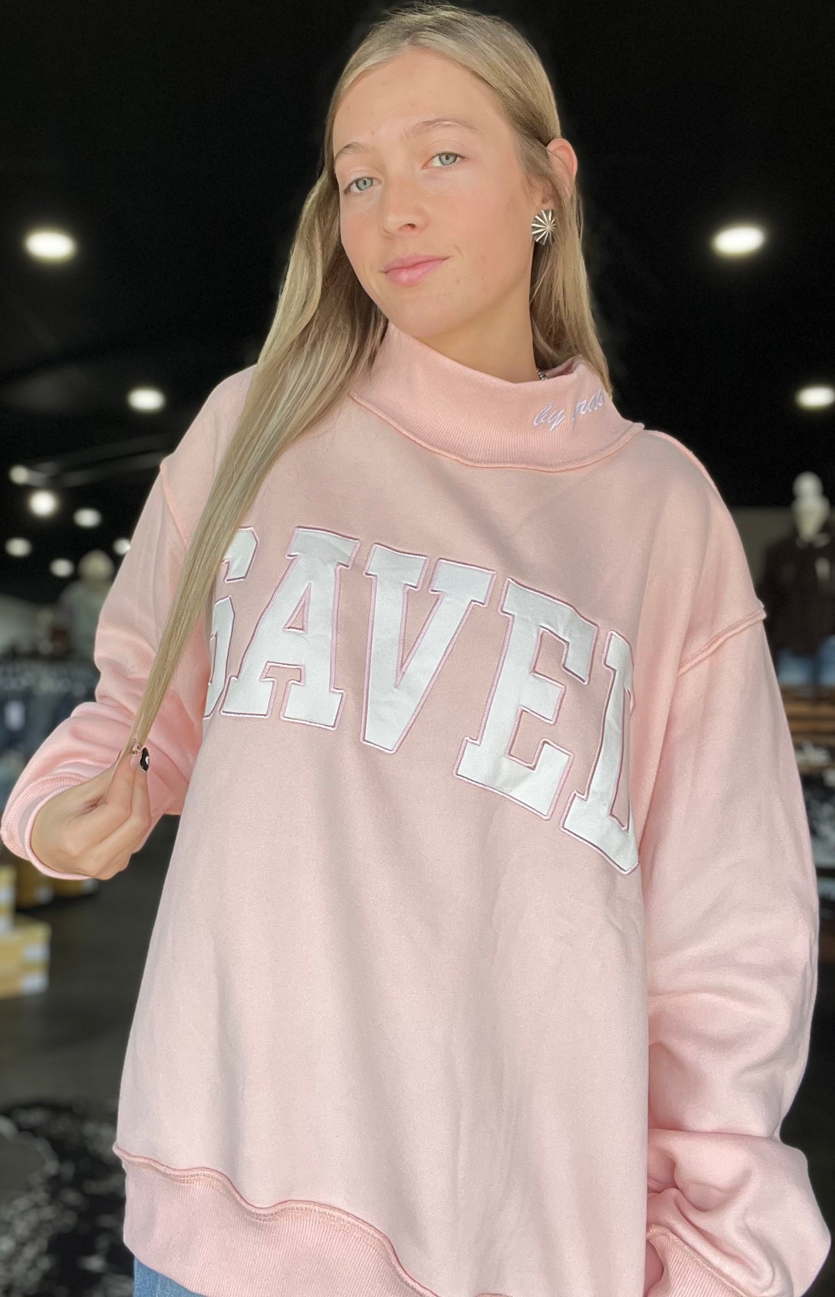 Saved By Grace Mock Neck Sweatshirt