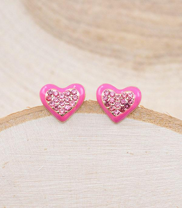 Rhinestone Heart Stud Earrings