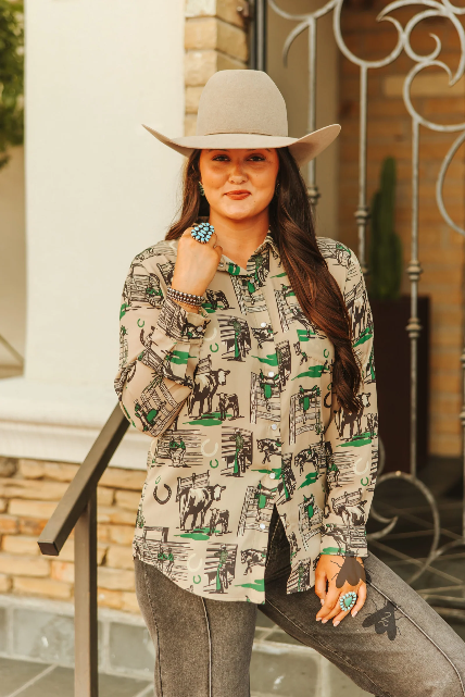 Greener Pastures Button Down