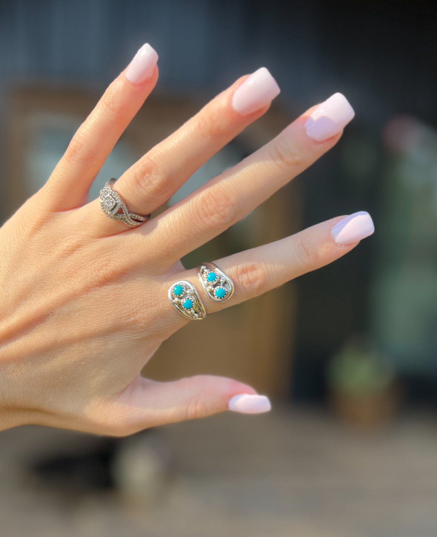 Authentic Sterling Silver Turquoise Twist Ring