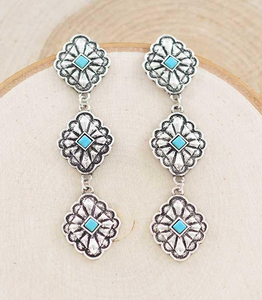 Diamond Concho Drop Earrings