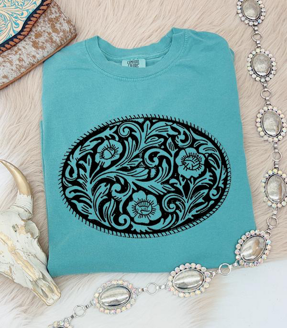 Tooled Buckle Graphic Tee *Sea Foam