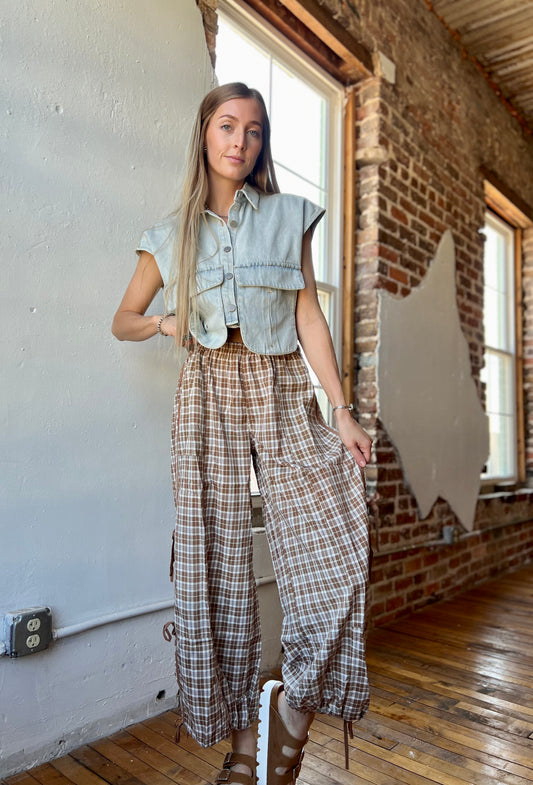 Denim Cap Sleeve Top