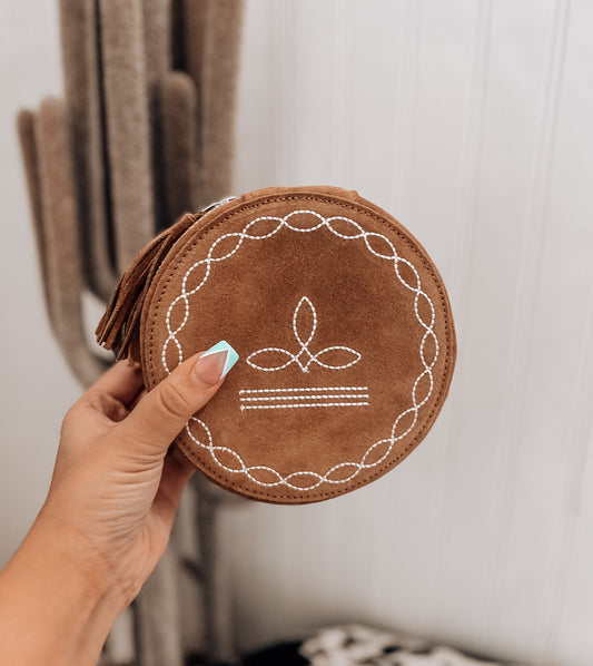 Tan Boot Stitch Jewelry Box