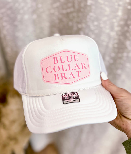 Blue Collar Brat Trucker Hat- Pink