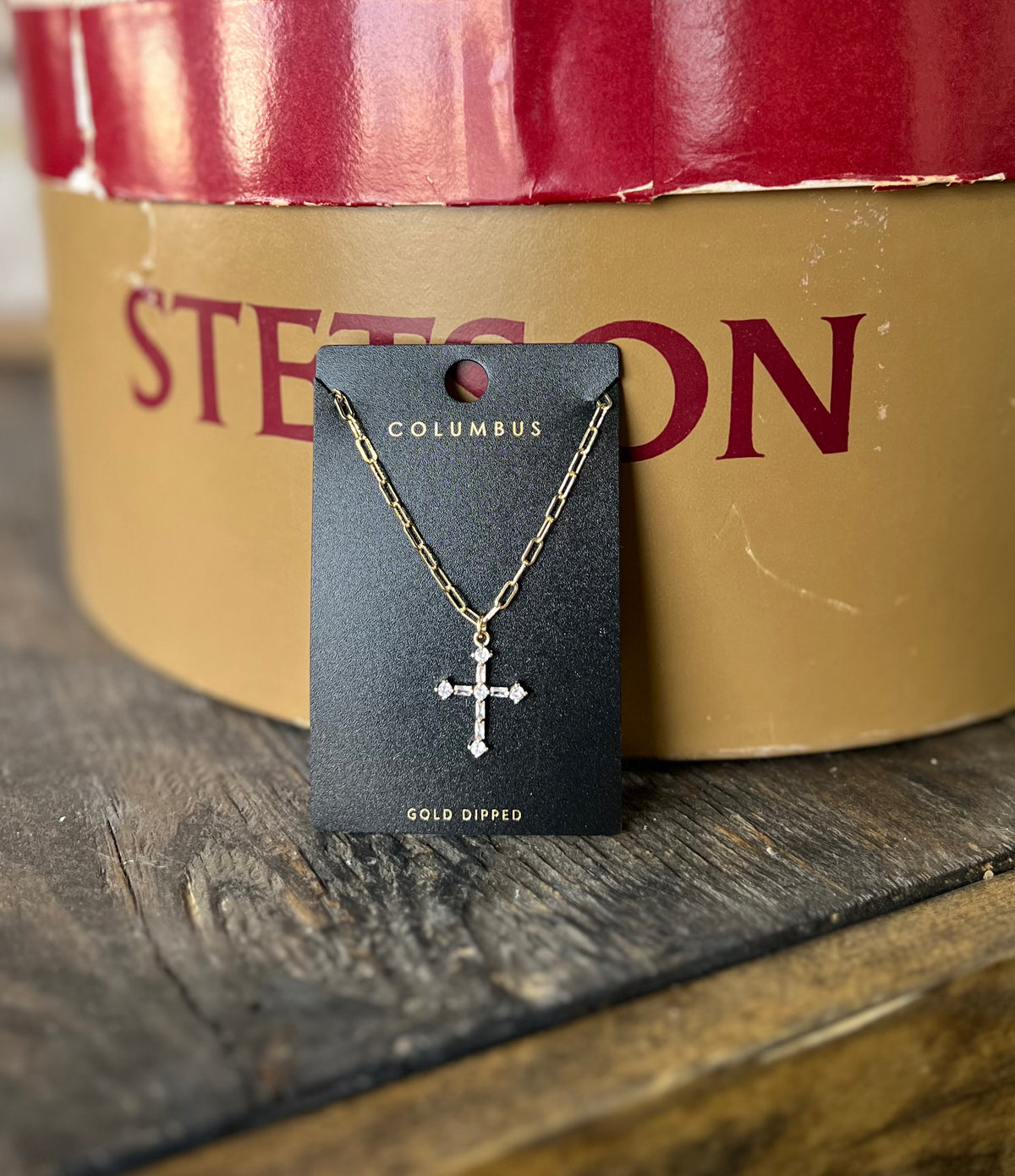Rhinestone Gold Cross Necklace