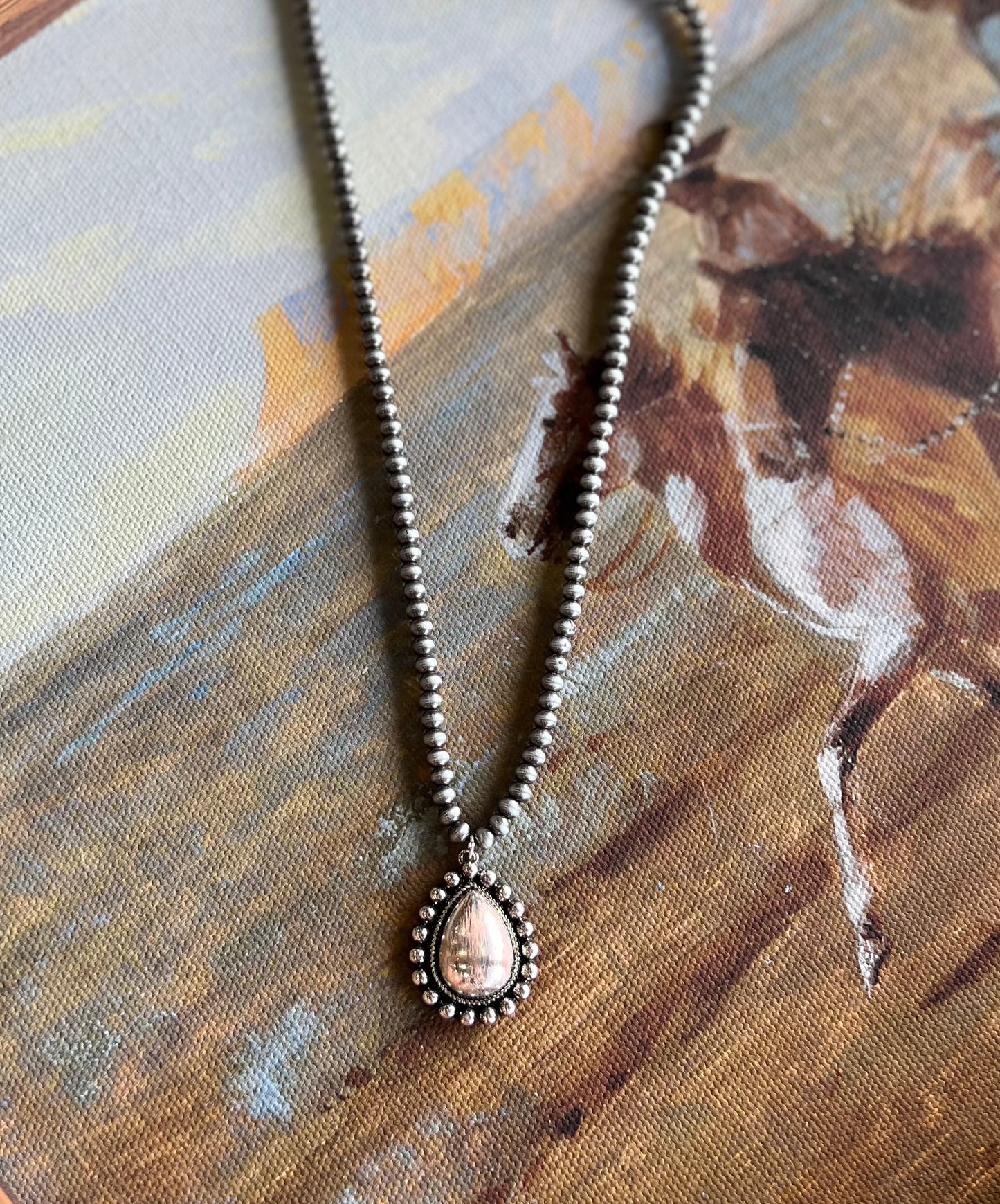 Navajo Pearl Teardrop Concho Necklace