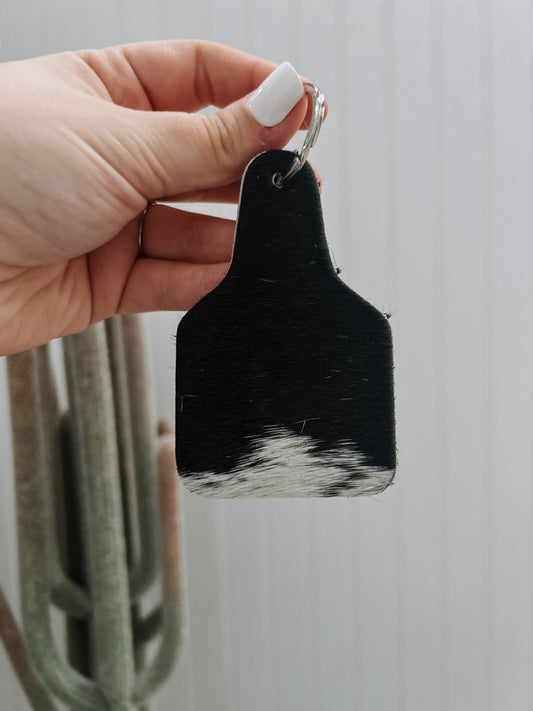 Cowhide Cowtag Keychain