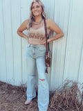 Rodeo Time Ribbed Crop Tank- One Size