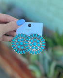 Turquoise Circle Cluster Earrings *Large