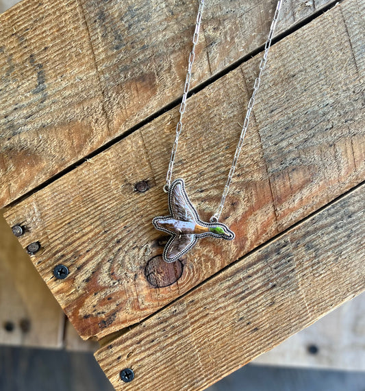 Mallard Duck Pendant Necklace