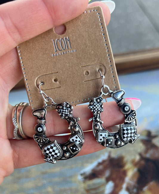 Lucky Gambler Horseshoe Earrings
