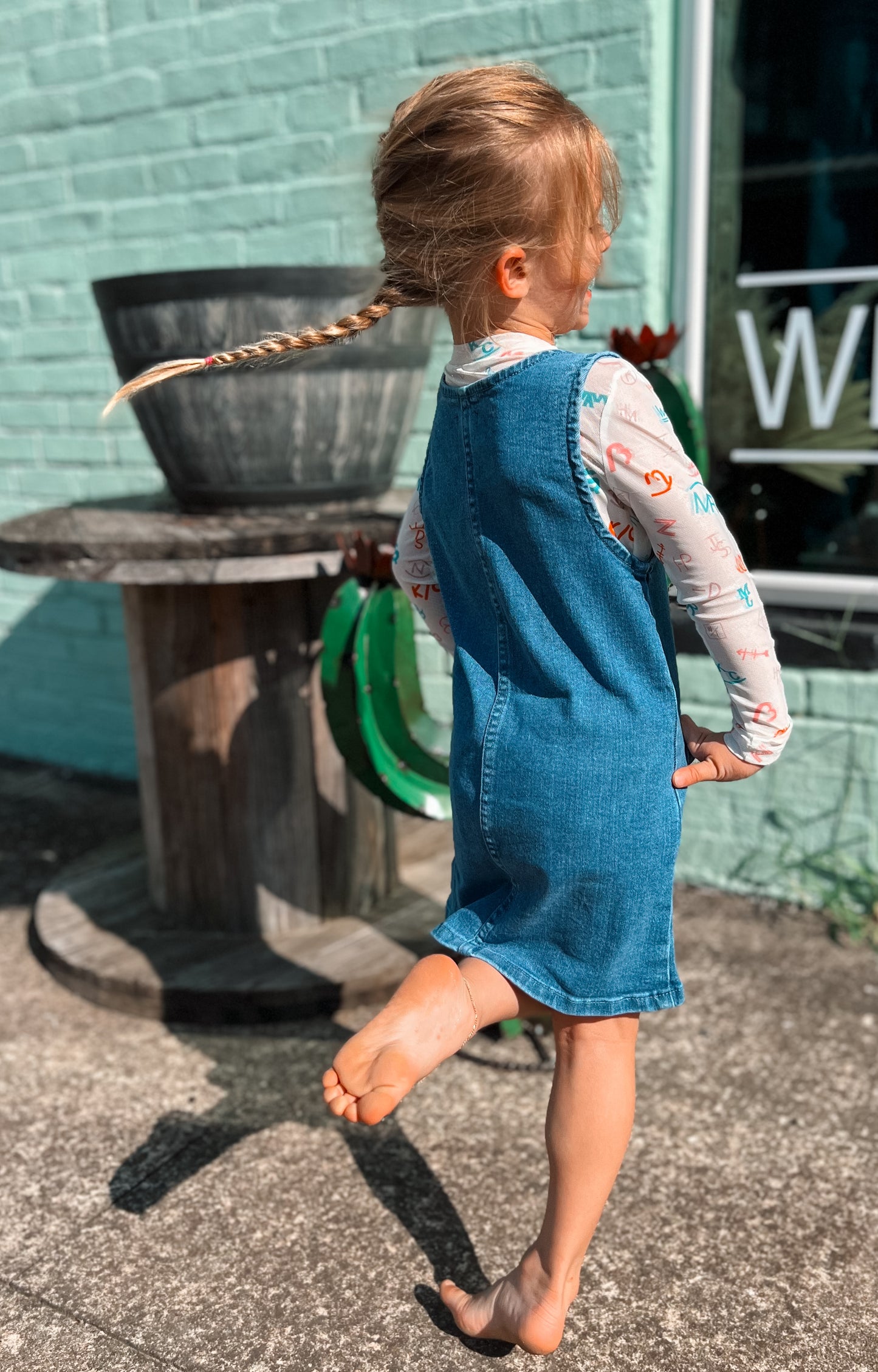 Girls Boot Stitch Denim Dress