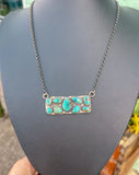 Turquoise Cluster Bar Necklace