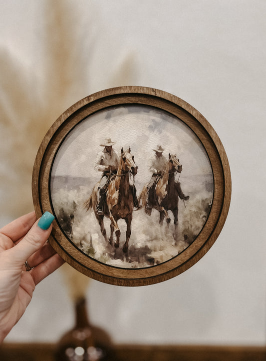 Cowboy Pair 8” Round Art