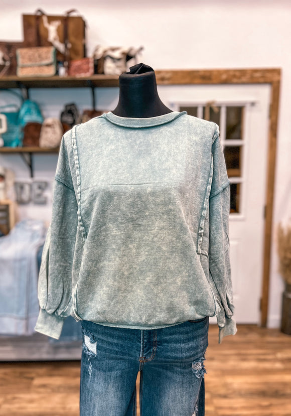 The Shay Acid Wash Sweatshirt *Ash Blue
