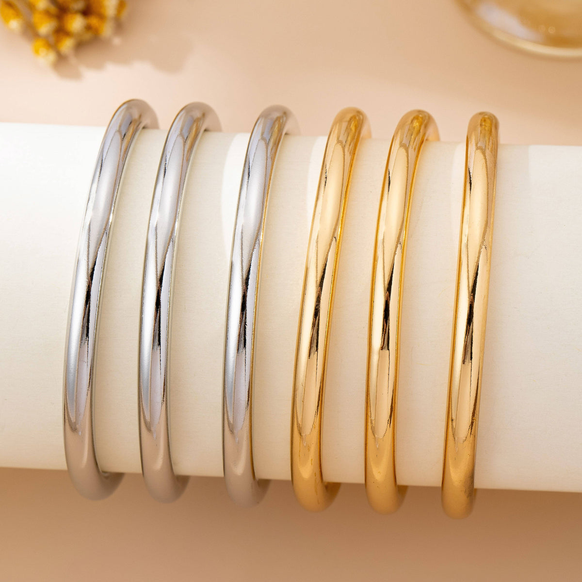 Chunky Triple Tube Bangle Set *Silver