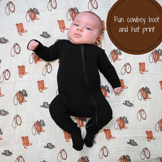 Better In Boots Baby Muslin Swaddle Blanket