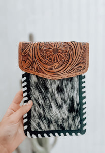 Cowhide & Tooled Leather Crossbody