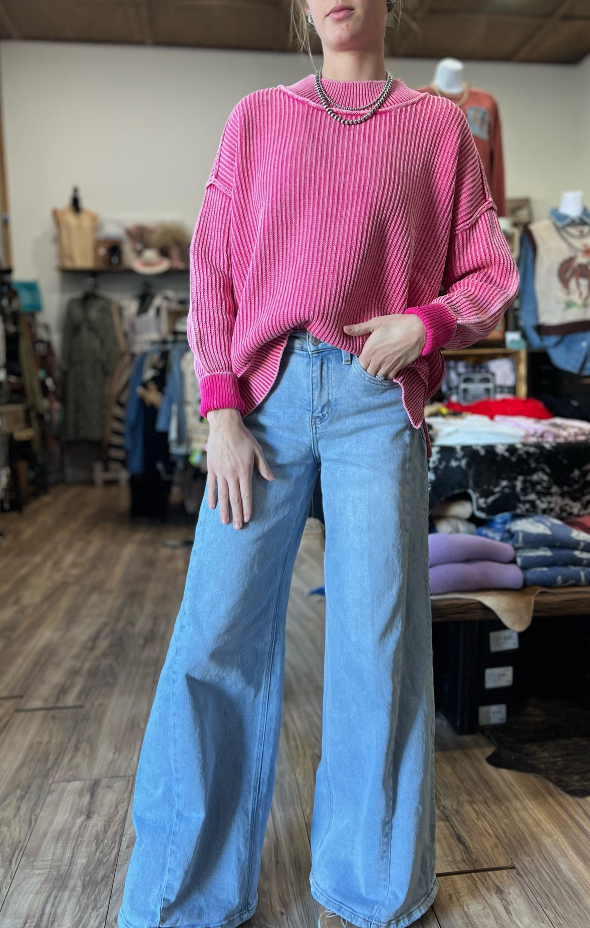 Lenna Oversized Sweater *Hot Pink