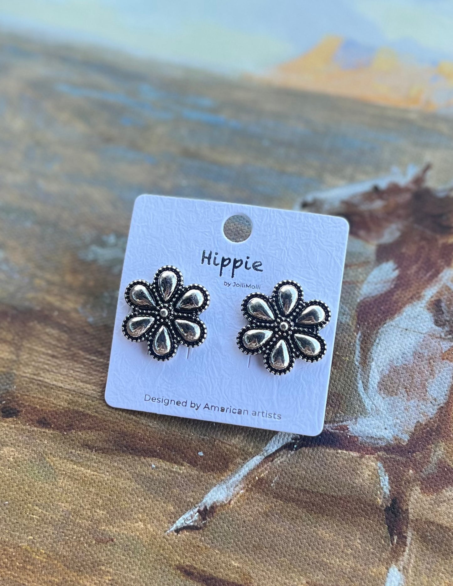 Silver Flower Studs