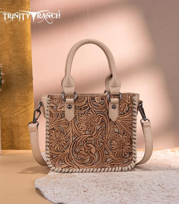Trinity Ranch Floral Tooled Mini Tote/Crossbody