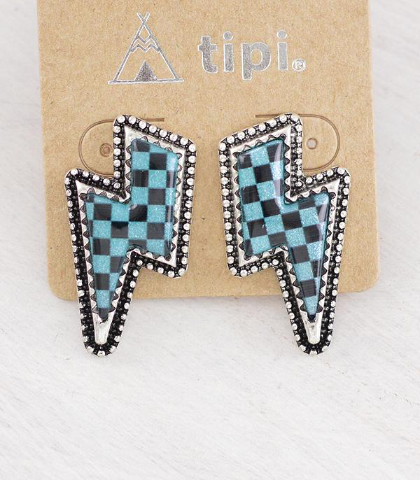 Checkered Bolt Earrings