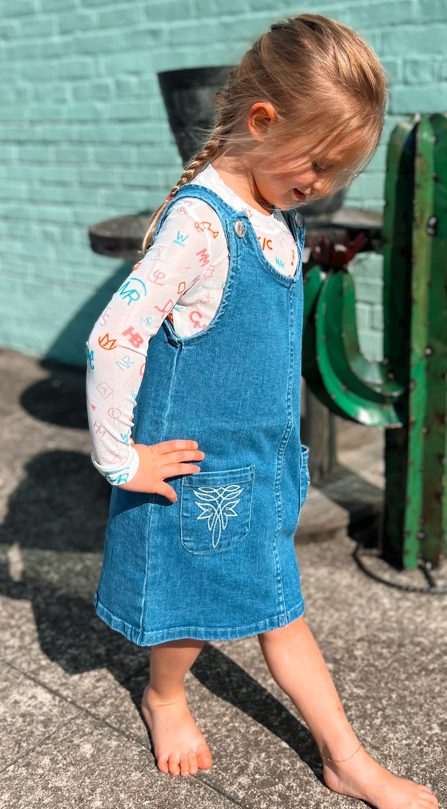 Girls Boot Stitch Denim Dress