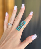 Cluster Rectangle Turquoise Ring *Size 7