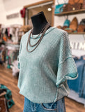 The Gabby Waffle Knit Top *Dusty Teal