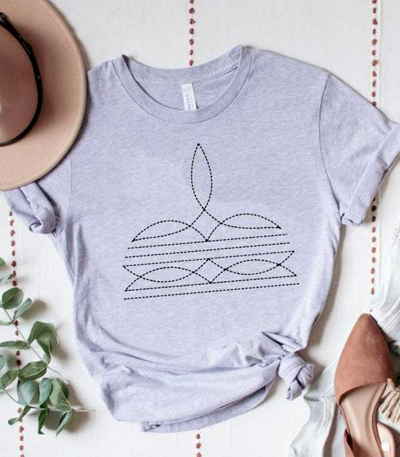 Boot Stitch Graphic Tee- Gray