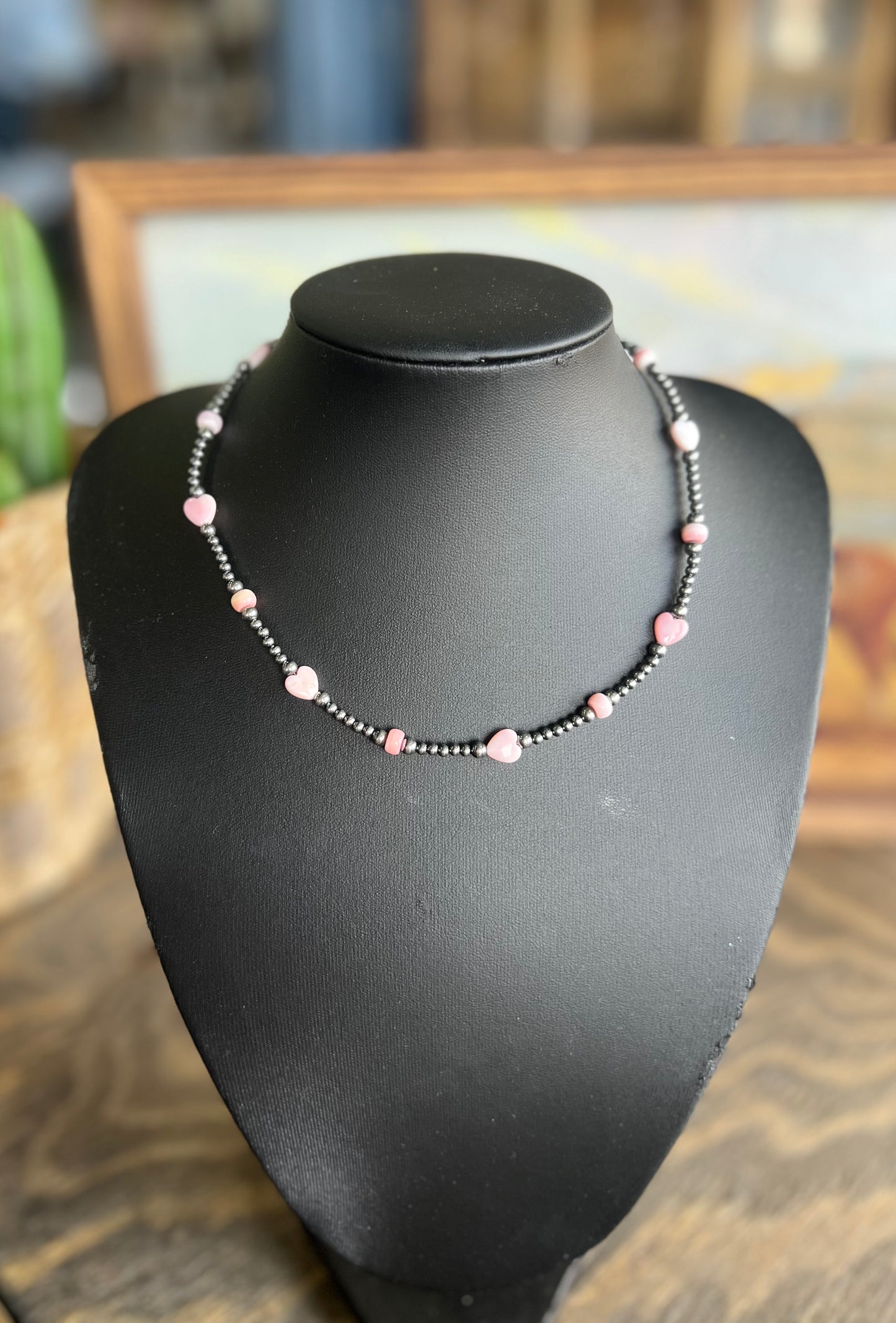 Pink Conch & Sterling Silver Heart Necklace