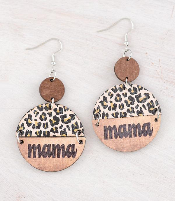 Leopard Mama Wooden Earrings