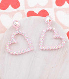 Rhinestone Heart Dangle Earrings