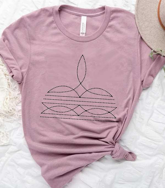 Boot Stitch Graphic Tee- Heather Orchid