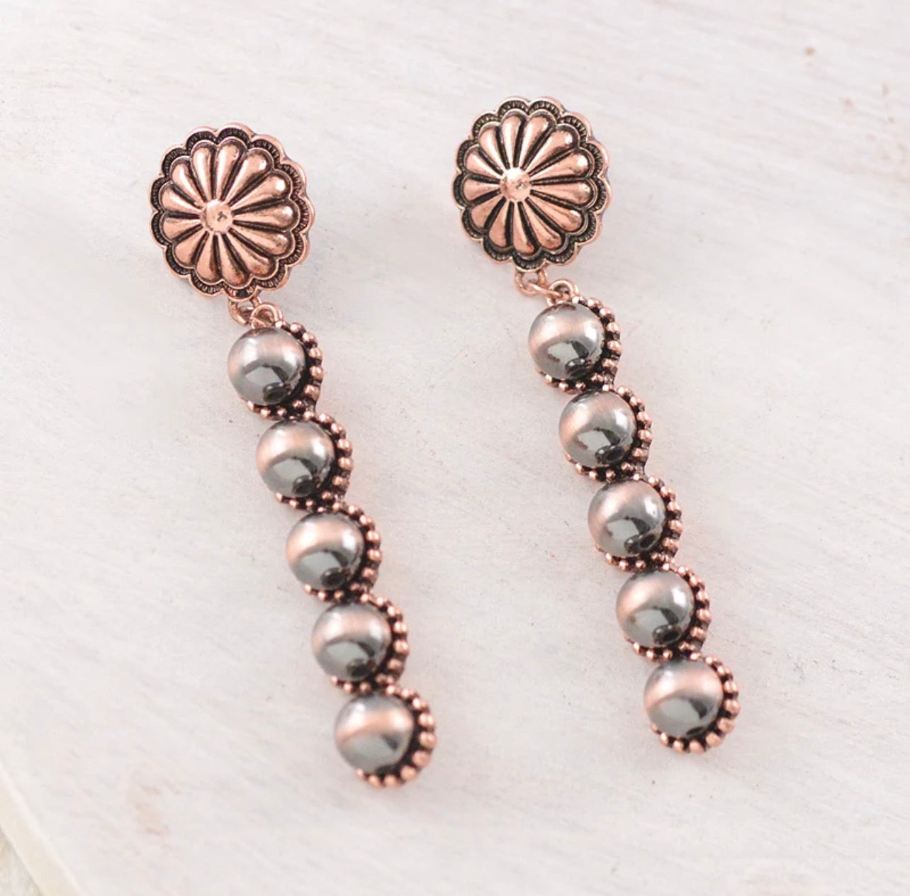 Navajo Pearl Bead Drop Earrings