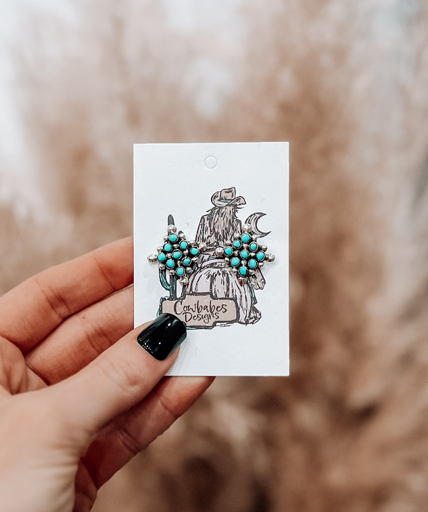 Zuni Turquoise Sterling Silver Snake Eye Earrings