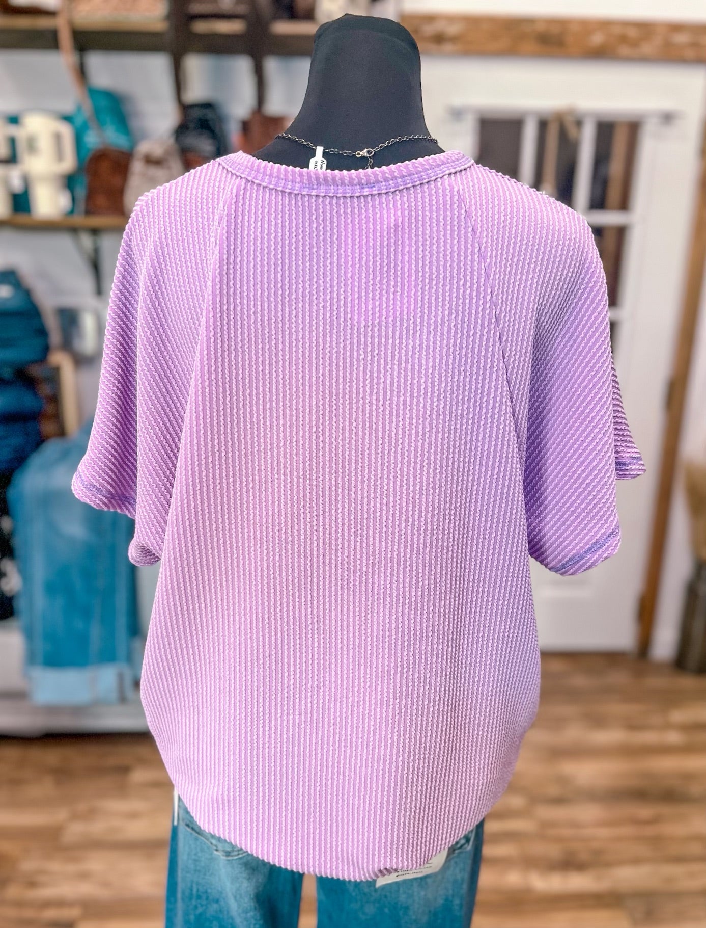 The Willa Ribbed Tee *Lavender
