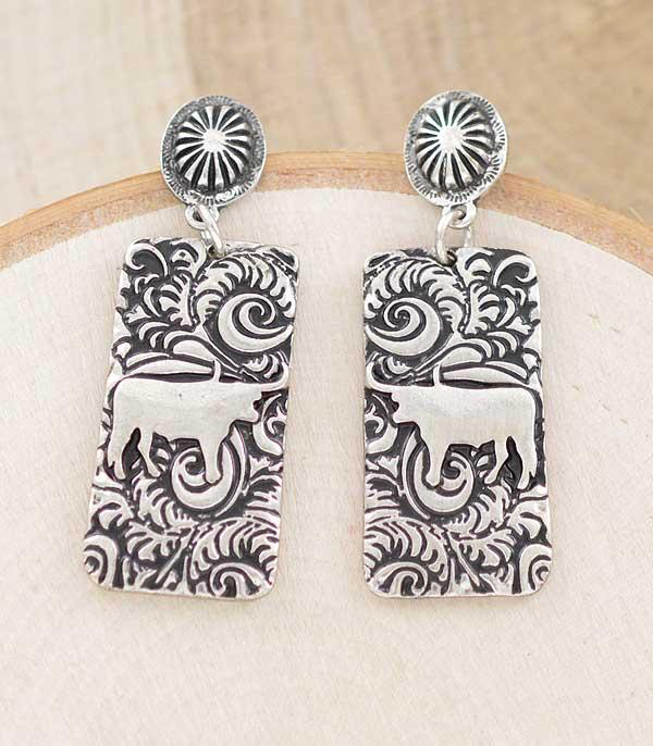 Longhorn Tooled Bar Earring