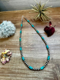 18” 5mm Navajo Pearls & Turquoise Rondelle Necklace