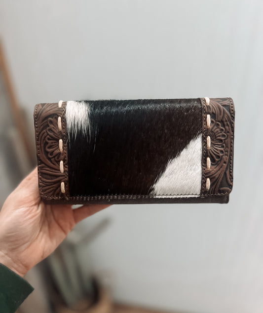 Cowhide & Tooled Leather Wallet