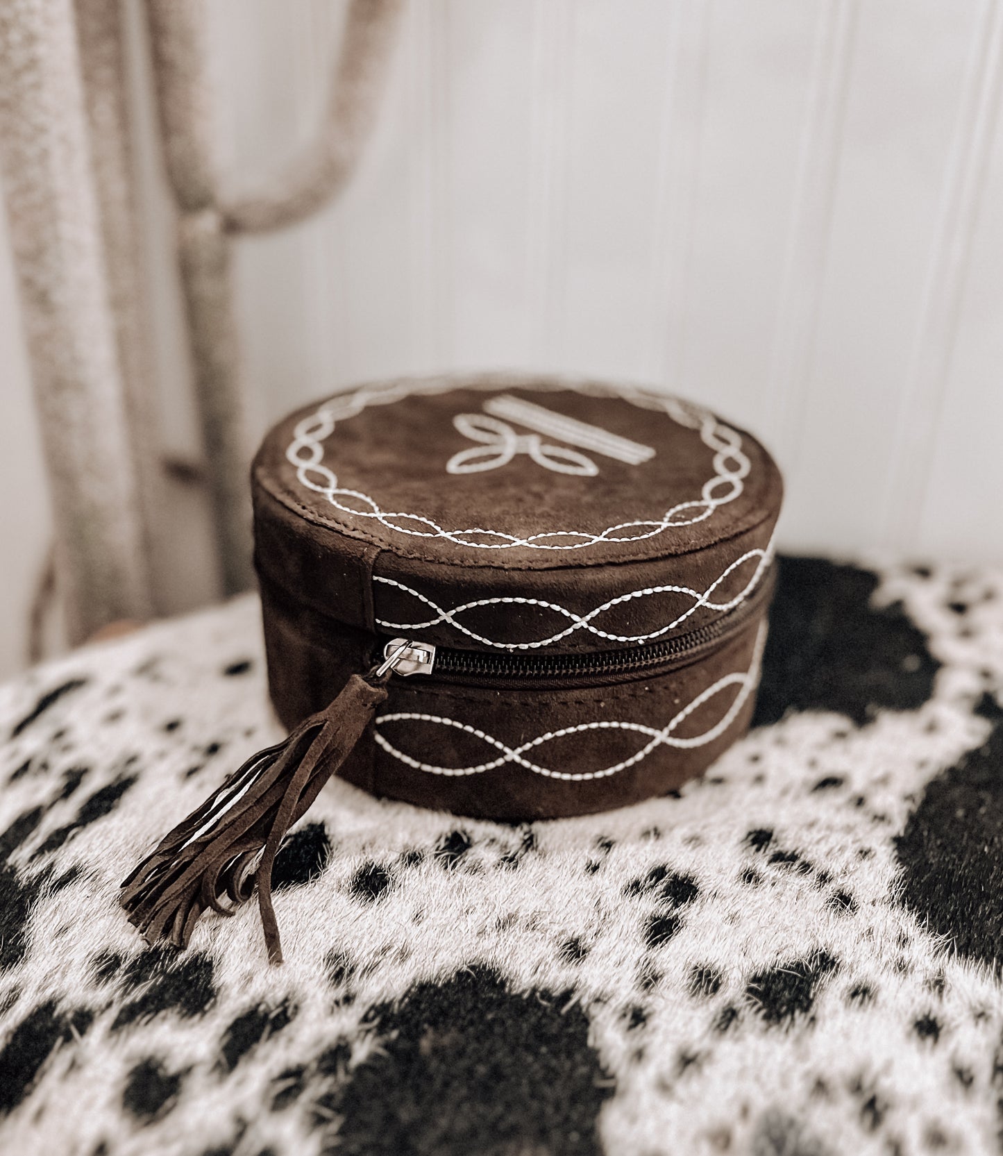 Brown Boot Stitch Jewelry Box