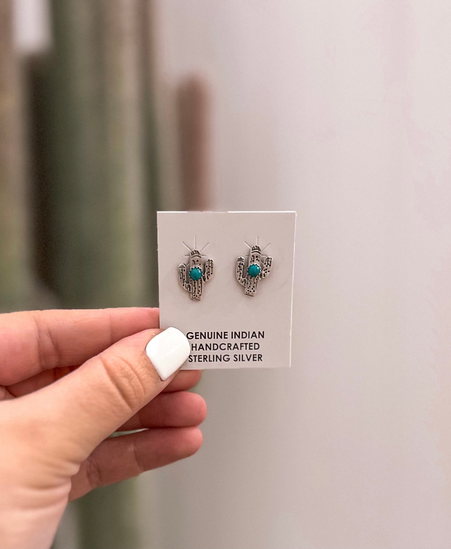 Turquoise Cactus Studs