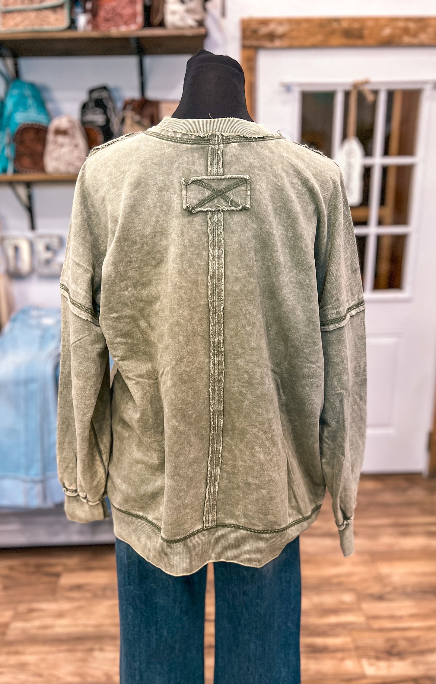 The Jessa Oversized Front Pocket Pullover *Olive